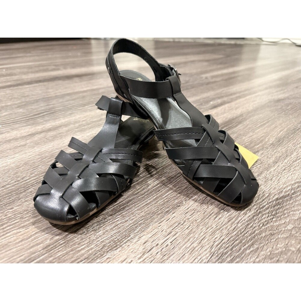 Frye and Co. Women’s Black Leather Strappy Gladiator Flat Sandals Size 7.5 - Picture 10 of 11